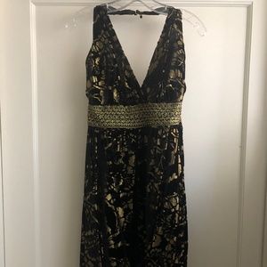 Gold & black crushed velvet formal dress